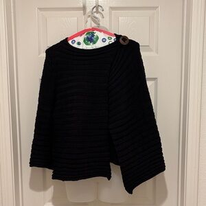 Elegant Black Women's Knit Poncho